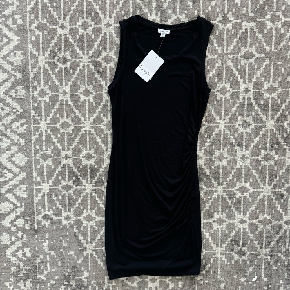 Love Fire Black Ruched Tulip Bodycon Midi Dress NWT Size M